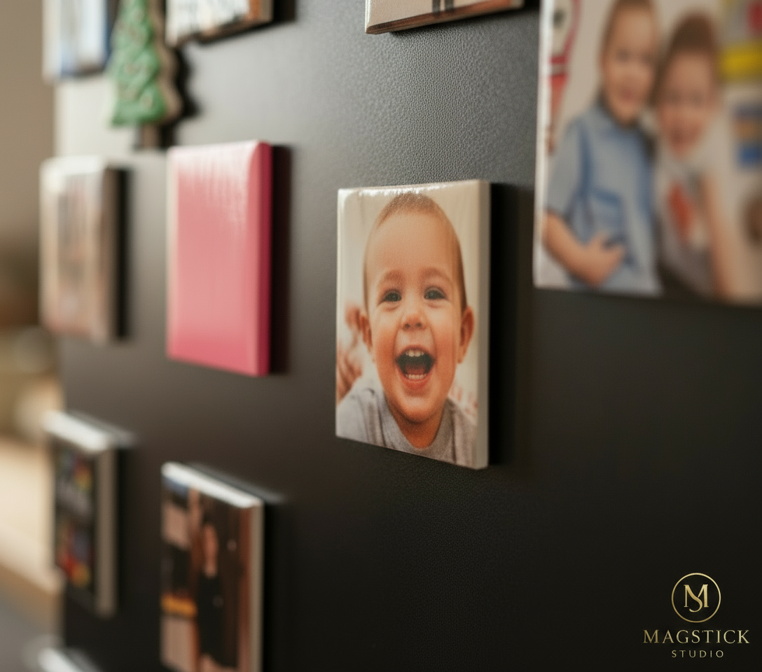 Close-up child portrait magnet
