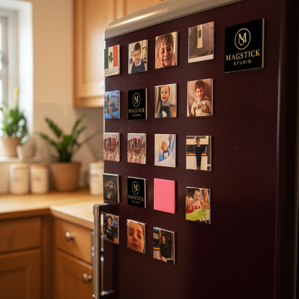 Dark wine fridge with Magstick logo - slight angle