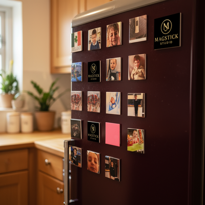 Dark wine fridge with Magstick logo - slight angle