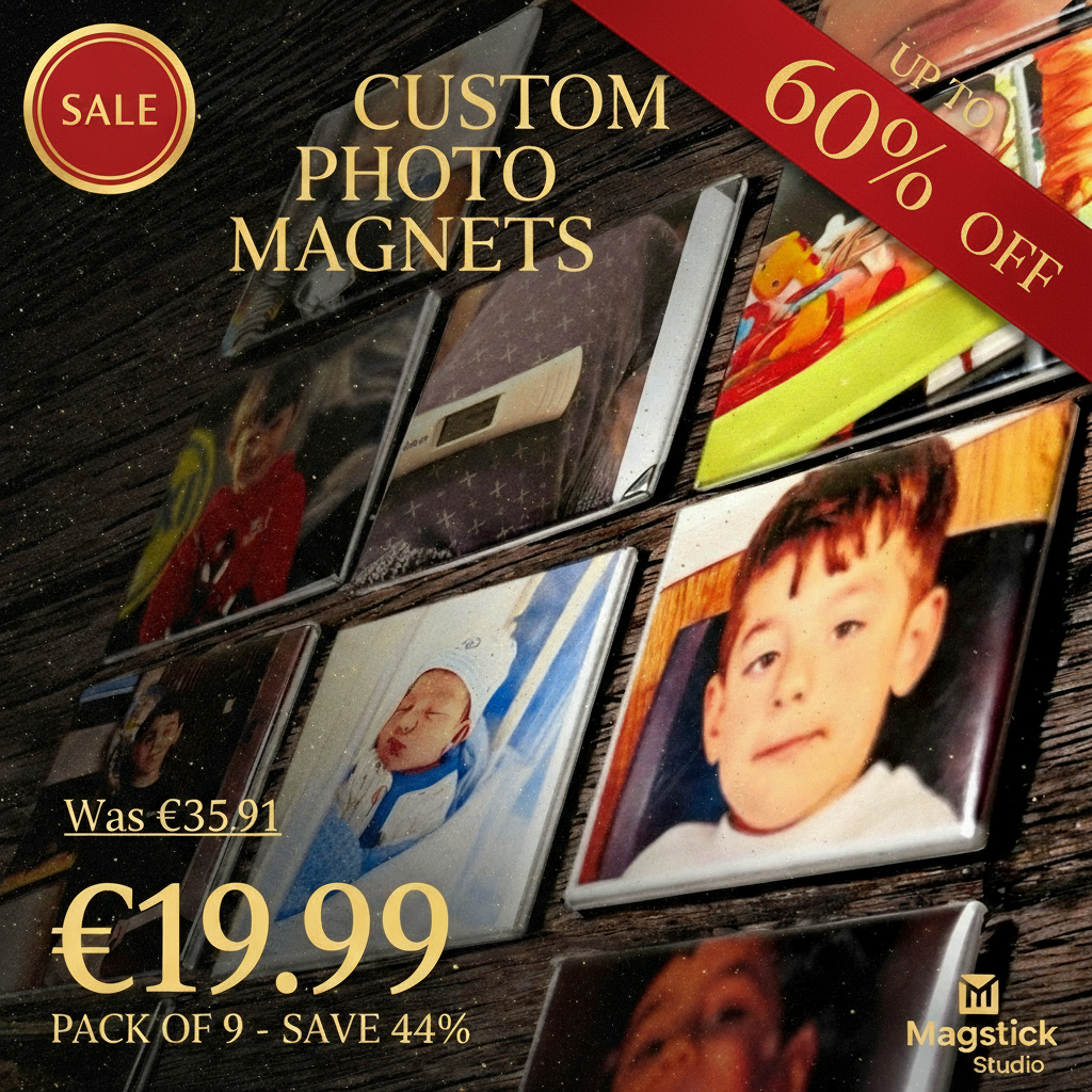 Flat lay photo magnets