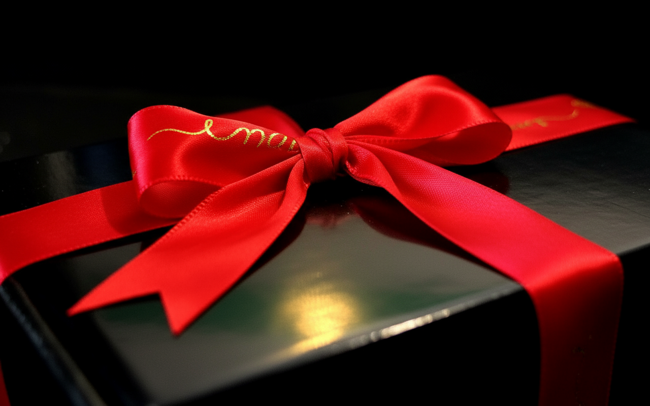 Red ribbon elegant close-up